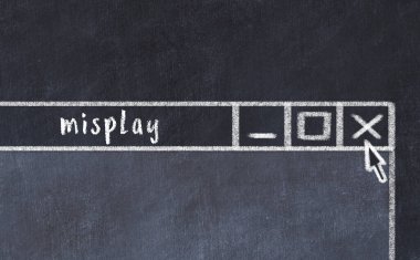 Sorunlarla başa çıkma kavramı. Tarayıcı penceresini başlık hatası ile kapatmanın tebeşir çizimi