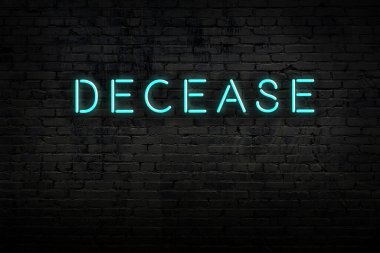 Tuğla duvarda, üzerinde ölüm yazılı neon ışığı gece görüşü