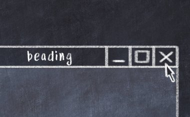 Sorunlarla başa çıkma kavramı. Tarayıcı penceresini başlık boncuklarıyla kapatmanın tebeşir çizimi