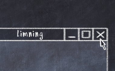 Sorunlarla başa çıkma kavramı. Tarayıcı penceresini başlık uzatmak ile kapatmanın tebeşir çizimi