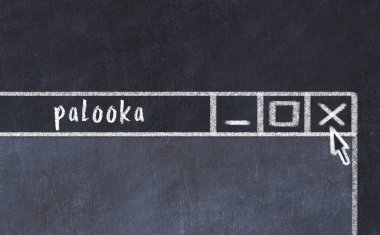 Sorunlarla başa çıkma kavramı. Tarayıcı penceresini başlık palooka ile kapatmanın tebeşir çizimi