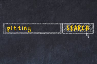 Arama motorunun tebeşir çizimi ve siyah karatahta yazıtları