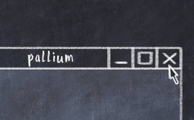 Yazı pallium ile tarayıcı penceresinin tebeşir sürükleyicisi 