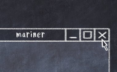 Sorunlarla başa çıkma kavramı. Tarayıcı penceresini başlık denizcisiyle kapatmanın tebeşir çizimi