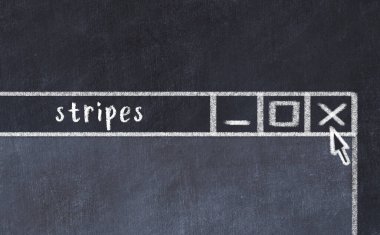 Sorunlarla başa çıkma kavramı. Tarayıcı penceresini başlık çizgileriyle kapatmanın tebeşir çizimi