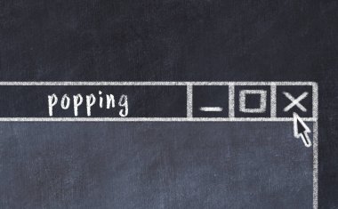 Sorunlarla başa çıkma kavramı. Tarayıcı penceresini başlık ile kapatmanın tebeşir çizimi