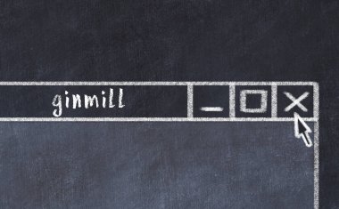 Sorunlarla başa çıkma kavramı. Tarayıcı penceresini başlık ginmill ile kapatmanın tebeşir çizimi