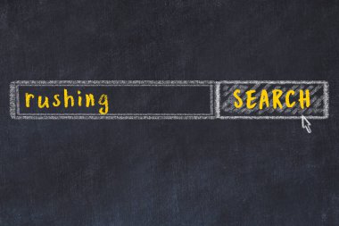 Arama motorunun tebeşir çizimi ve siyah karatahta yazıtları