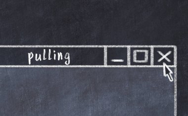 Üzerinde yazı olan tarayıcı penceresinin tebeşir sürükleyicisi 