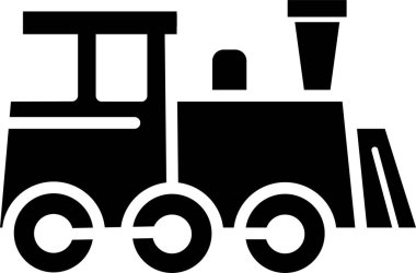 Siyah siluet klasik tren motoru çizimi