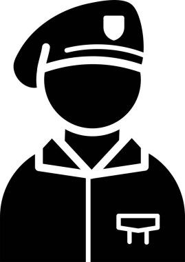 Üniformalı memurun silueti bereli ve rozetli.