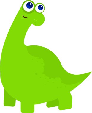 Beyaz arka planda Sevimli yeşil dinozor karikatür Vektör illüstrasyon