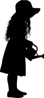 Beyaz arka planda izole edilmiş siyah kız silueti, vektör silueti 