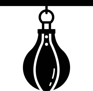 Yumruk torbası silueti beyaz arkaplana asılıyor