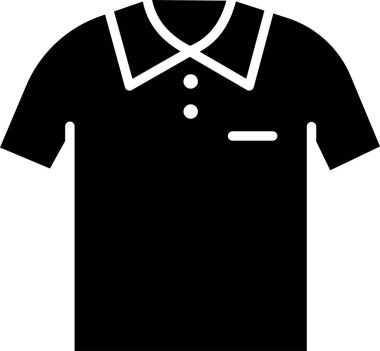 Yaka düğmeleri cep içeren siyah polo tişört simgesi