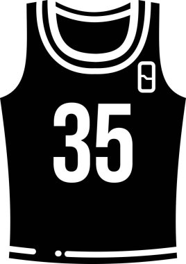 Basketbol tişörtü simgesi, basit siyah illüstrasyon