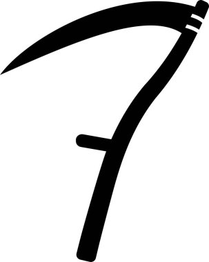 Kavisli tırpan sapının siyah silueti