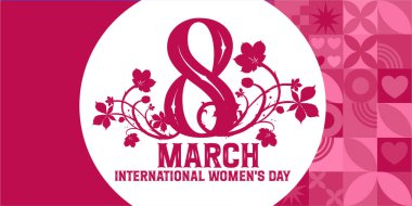 Uluslararası Kadınlar Günü. 8 Mart. Tatil geçmişi. vektör illüstrasyonu