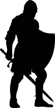 Beyaz arka planda kılıçlı düz şövalye