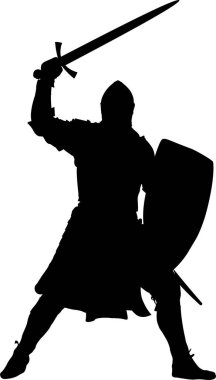 Beyaz arka planda kılıçlı düz şövalye