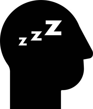 Uykusuzluk ikonu, erkek kafası uyuyor ve düşünüyor, vektör illüstrasyonu