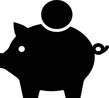 Domuzcuk banka simgesi katı stil, vektör illüstrasyonu