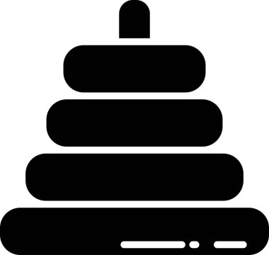 siyah piramit oyuncak simgesi, vektör illüstrasyonu