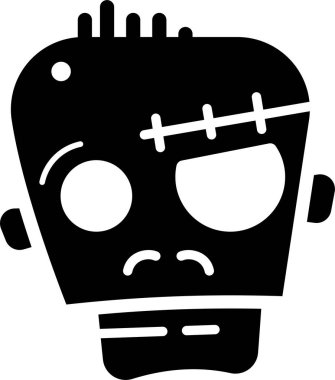 Canavar silueti, zombi kafa simgesi, vektör illüstrasyonu