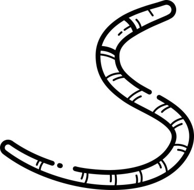 Eğri vücutlu basit bir toprak solucanı çizimi