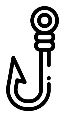 Cesur hatları olan basit bir olta kancası simgesi