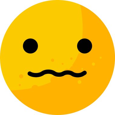 Sarı emoji garip yüz ifadesi sergiliyor