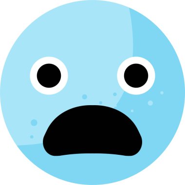 Şok olmuş mavi yüz ifadesi ve geniş gözler.