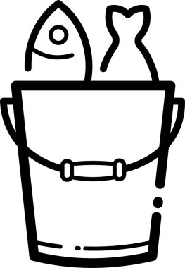 İçinde iki taze balık tutan basit bir kova.