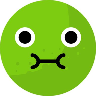 Uygulamalarda veya web sayfalarında bir simge için uygun geniş ağızlı parlak yeşil bir yüzün çizimi.