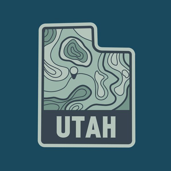 Badge of Utah Topographic Design