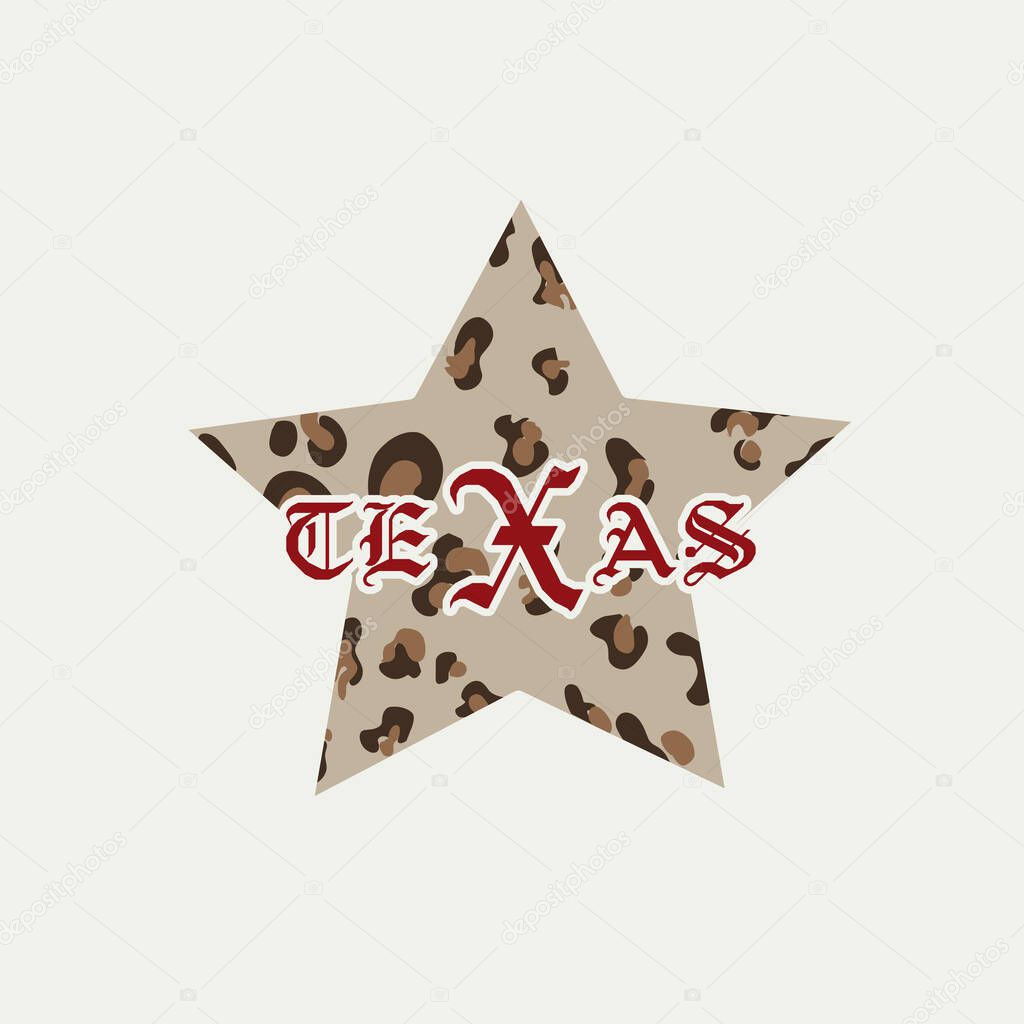 Texas Star with Cheetah Pattern Perfect for Print, etc