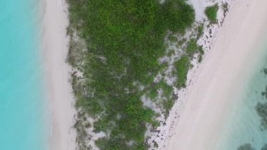 Mavi göl ve beyaz kumlu arka planda lüks sahil yaşam tarzının insansız hava aracı manzarası