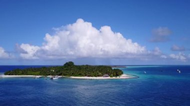 Sığ su ve beyaz kum arka planıyla güzel sahil kıyısı yaban hayatının insansız hava aracı manzarası