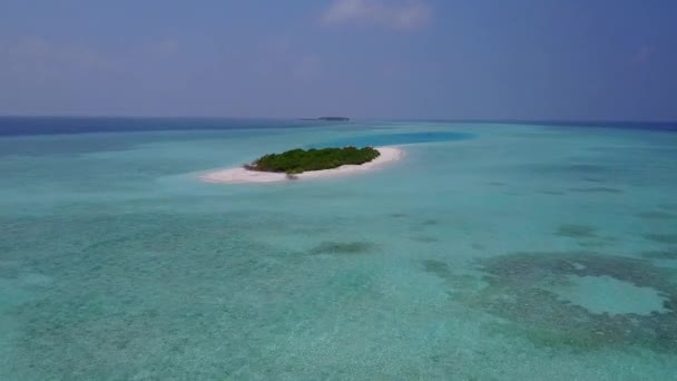 Flygfoto abstrakt av idylliska kusten strand djurliv av grunt hav och vit sand bakgrund — Stockvideo