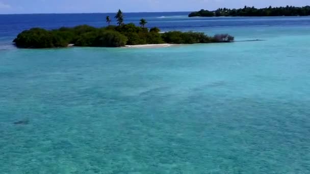 Scenario aereo di tempo esotico spiaggia laguna da acqua blu con sfondo di sabbia bianca — Video Stock