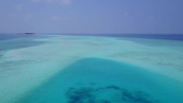 澄んだ水と白い砂浜の背景による熱帯の島のビーチの野生生物の空中ドローンの風景 — ストック動画