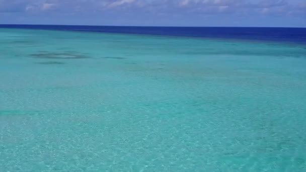 Panorama drone aéreo de luxo vida selvagem praia turística por azul mar verde com fundo de areia branca — Vídeo de Stock