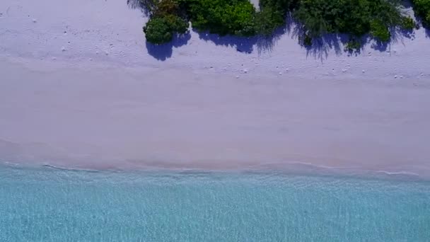 Wisata udara Drone perjalanan pantai laguna laut oleh laut hijau biru dan latar belakang pasir putih — Stok Video