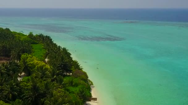 Εναέρια υφή του ήρεμου χρόνου παραλία νησί από διαφανή ωκεανό και λευκό φόντο άμμο — Αρχείο Βίντεο