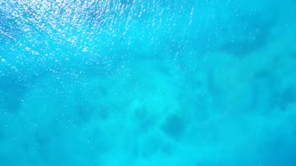 Drone travel of relaxing resort beach trip by aqua blue ocean and white sand background — Stock Video