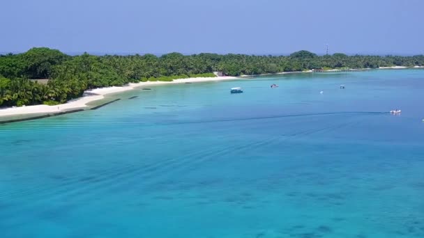 Cielo de drones de hermosa costa playa fauna por laguna azul y fondo de arena blanca — Vídeos de Stock