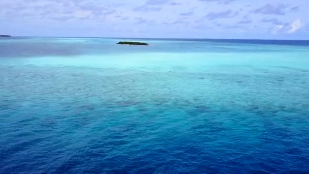 Vista aérea panorámica de la vida silvestre de la playa de la laguna tropical por el océano verde azul y el fondo arenoso blanco — Vídeos de Stock