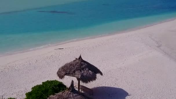 带白色沙质背景的蓝色海俯瞰热带海岸野生动物全景 — 图库视频影像
