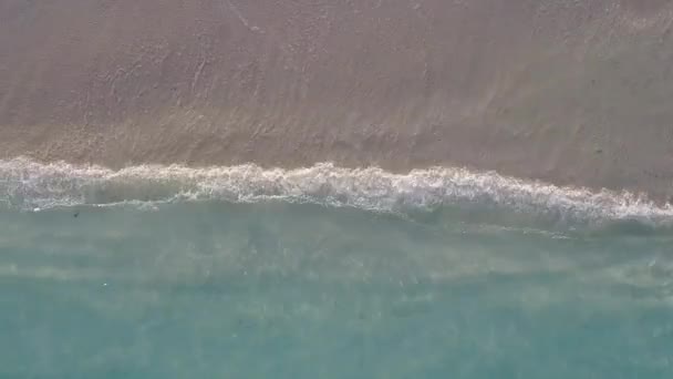 Drone aéreo natureza do tempo de praia baía tranquila por água limpa e fundo arenoso brilhante — Vídeo de Stock