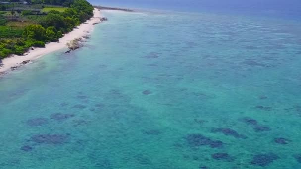 白い砂の背景と青い海による楽園の観光ビーチの休日の空中テクスチャ — ストック動画
